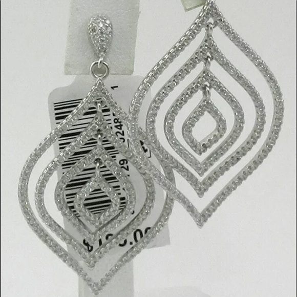 Tiara Jewelry - TIARA STERLING SILVER AND CUBIC ZIRCONIA ORBITAL DROP EARRINGS